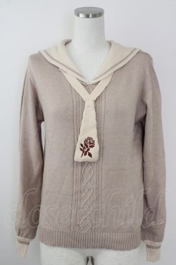画像1: axes femme / セーラーカラーニット M ベージュ T-25-09-14-002-AX-TO-SA-ZT