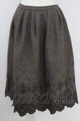 PINK HOUSE / 裾刺繍前開きミディスカート  ブラウン T-25-09-14-014-LO-SK-SA-ZI