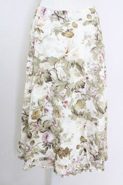 画像1: INGEBORG / 薔薇柄フレアスカート  アイボリー T-25-09-14-015-LO-SK-SA-ZT