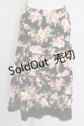 PINK HOUSE / オールドローズブーケカットスカート  黒Ｘピンク T-25-09-14-016-LO-SK-SA-ZI