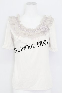 画像1: axes femme / バラモチーフ付エレガントプルオーバー  アイボリー T-25-09-15-001-AX-TO-SA-ZI