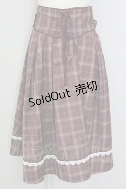 画像1: Amavel / Mademoiselleコルセット風スカート  ボルドーチェック T-25-09-15-025-CA-SK-SA-ZI