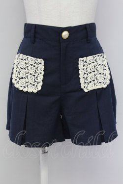 画像1: an another angelus / レースポケットキュロット  ネイビーＸアイボリー T-25-09-15-027-CA-PA-SA-ZT