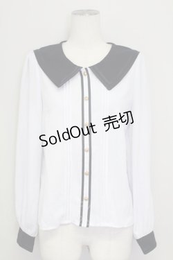 画像1: Amavel / セーラー襟長袖ブラウス  ネイビーX白 T-25-09-15-003-CA-BL-SA-ZI