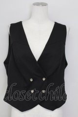 森林衣樹 / ダブルボタンベスト XL 黒 T-25-09-15-005-LO-TO-SA-ZI