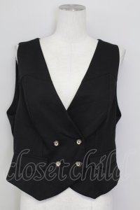 森林衣樹 / ダブルボタンベスト XL 黒 T-25-09-15-005-LO-TO-SA-ZI