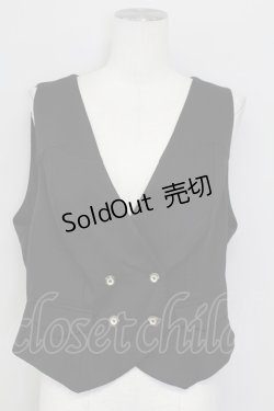 画像1: 森林衣樹 / ダブルボタンベスト XL 黒 T-25-09-15-005-LO-TO-SA-ZI