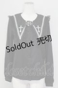 MA*RS / ベルト付きクロス刺繍ブラウス  黒Ｘ白 T-25-09-15-006-EL-BL-SA-ZI