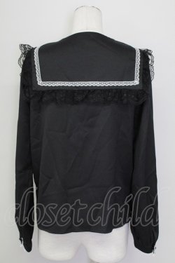 画像2: MA*RS / ベルト付きクロス刺繍ブラウス  黒Ｘ白 T-25-09-15-006-EL-BL-SA-ZT