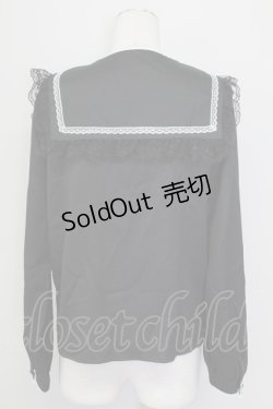 画像2: MA*RS / ベルト付きクロス刺繍ブラウス  黒X白 T-25-09-15-006-EL-BL-SA-ZI