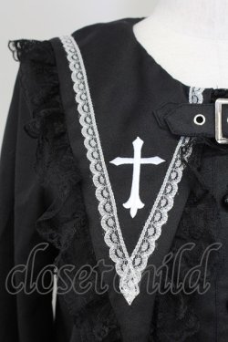 画像3: MA*RS / ベルト付きクロス刺繍ブラウス  黒Ｘ白 T-25-09-15-006-EL-BL-SA-ZT
