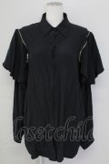 Drug Honey / 肩ZIPブラウス  黒Ｘシルバー T-25-09-15-008-PU-BL-SA-ZT
