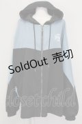 VOLAN&APHRODITE / 切り替えフードブルゾン  青Ｘ黒 T-25-09-15-010-PU-JA-SA-ZI