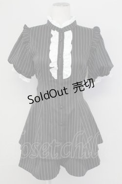 画像1: Pal elfy / ストライプセットアップ  黒X白 T-25-09-15-011-PU-OP-SA-ZI