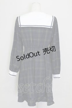 画像2: Amavel / リボンブローチ付きセーラー襟チェックワンピース  グリーンXネイビー T-25-09-15-013-CA-OP-SA-ZI