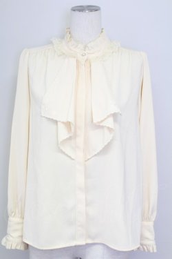 画像1: axes femme / バラ刺繍ラッフルフリルブラウス  アイボリー T-25-09-15-002-AX-BL-SA-ZT