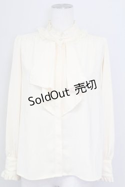 画像1: axes femme / バラ刺繍ラッフルフリルブラウス  アイボリー T-25-09-15-002-AX-BL-SA-ZI