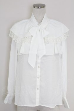 画像1: axes femme POETIQUE / ケープデザインフリルブラウス  白 T-25-09-21-001-AX-BL-SA-ZT