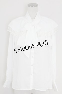 画像1: axes femme POETIQUE / ケープデザインフリルブラウス  白 T-25-09-21-001-AX-BL-SA-ZI