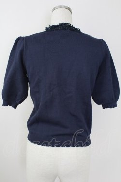 画像2: axes femme / レース刺繍ニットPO M 紺 T-25-09-21-016-AX-TO-SA-ZT