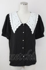 axes femme POETIQUE / レース襟ブラウス M 黒Ｘ白 T-25-09-21-017-AX-BL-SA-ZT513