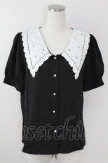 画像1: 【SALE】axes femme POETIQUE / レース襟ブラウス M 黒Ｘ白 T-25-09-21-017-AX-BL-SA-ZH (1)