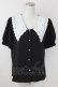 画像1: axes femme POETIQUE / レース襟ブラウス M 黒Ｘ白 T-25-09-21-017-AX-BL-SA-ZT (1)