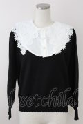 axes femme POETIQUE / レース襟付ニット  黒Ｘ白 T-25-09-21-018-AX-TO-SA-ZI