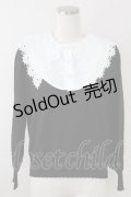 axes femme POETIQUE / レース襟付ニット  黒Ｘ白 T-25-09-21-018-AX-TO-SA-ZI