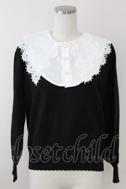 画像1: axes femme POETIQUE / レース襟付ニット  黒Ｘ白 T-25-09-21-018-AX-TO-SA-ZT