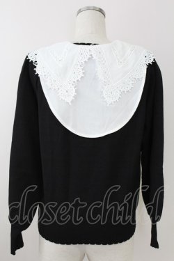 画像2: axes femme POETIQUE / レース襟付ニット  黒Ｘ白 T-25-09-21-018-AX-TO-SA-ZT