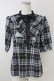 画像1: axes femme POETIQUE / ラッフルフリルチェックブラウス M 黒 T-25-09-21-019-AX-BL-SA-ZT (1)