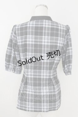 画像2: axes femme POETIQUE / ラッフルフリルチェックブラウス M 黒 T-25-09-21-019-AX-BL-SA-ZI