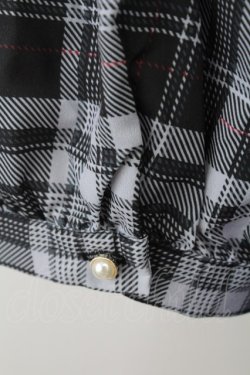 画像3: axes femme POETIQUE / ラッフルフリルチェックブラウス M 黒 T-25-09-21-019-AX-BL-SA-ZT