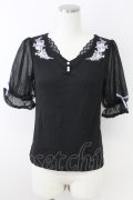 axes femme POETIQUE / フラワー刺繍カットPO  黒 T-25-09-21-021-AX-TO-SA-ZI