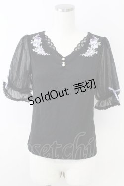 画像1: axes femme POETIQUE / フラワー刺繍カットPO  黒 T-25-09-21-021-AX-TO-SA-ZI