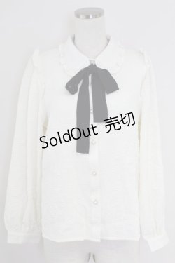 画像1: axes femme POETIQUE / バラふくれジャガード長袖ブラウス M 生成り T-25-09-21-003-AX-BL-SA-ZI