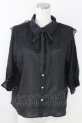 axes femme POETIQUE / ボウタイ付きチュール襟ブラウス M 黒 T-25-09-21-022-AX-BL-SA-ZI