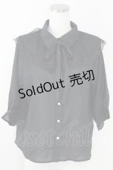 axes femme POETIQUE / ボウタイ付きチュール襟ブラウス M 黒 T-25-09-21-022-AX-BL-SA-ZI