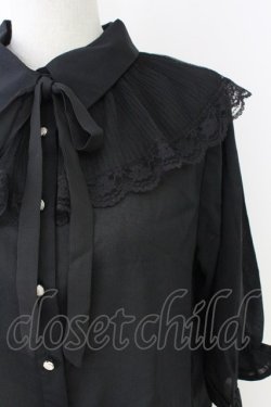 画像3: axes femme POETIQUE / ボウタイ付きチュール襟ブラウス M 黒 T-25-09-21-022-AX-BL-SA-ZT