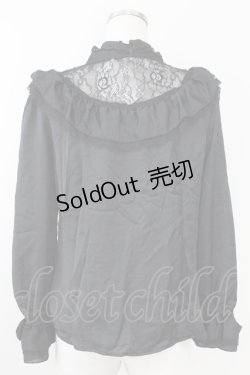 画像2: axes femme / ヴィンテージサテンフリルブラウス M 黒 T-25-09-21-023-AX-BL-SA-ZI