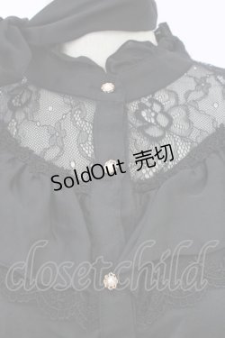 画像5: axes femme / ヴィンテージサテンフリルブラウス M 黒 T-25-09-21-023-AX-BL-SA-ZI