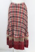 axes femme POETIQUE / チェック切替プリーツスカート  赤Ｘブラウン T-25-09-21-031-AX-SK-SA-ZI