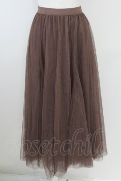 画像1: axes femme / ロングチュールスカート M ブラウン T-25-09-21-034-AX-SK-SA-ZT