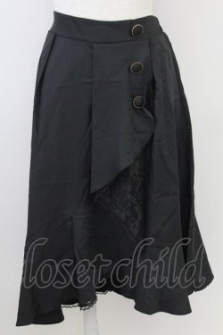 画像1: axes femme / 釦付ラッフルスカート  黒 T-25-09-21-035-AX-SK-SA-ZT