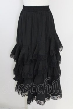 画像1: axes femme / たっぷりフリルスカート  黒 T-25-09-21-036-AX-SK-SA-ZT