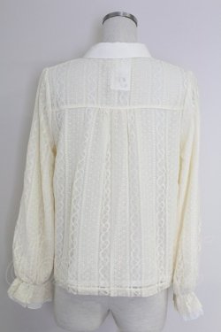 画像2: axes femme POETIQUE / ストライプボウタイレースブラウス  アイボリー T-25-09-21-004-AX-BL-SA-ZT