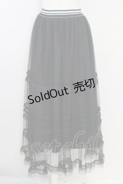 画像1: axes femme POETIQUE / ラインレースチュールスカート  黒 T-25-09-21-039-AX-SK-SA-ZI