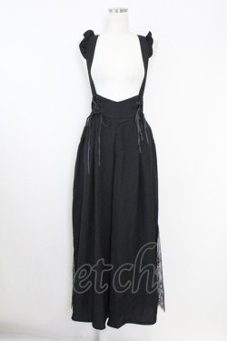 画像1: axes femme POETIQUE / レースアップサス付きパンツ M 黒 T-25-09-21-041-AX-PA-SA-ZT