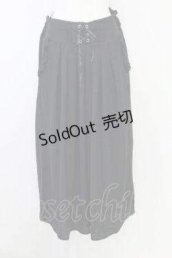 画像1: axes femme / フロント編み上げワイドパンツ  黒 T-25-09-21-042-AX-PA-SA-ZI